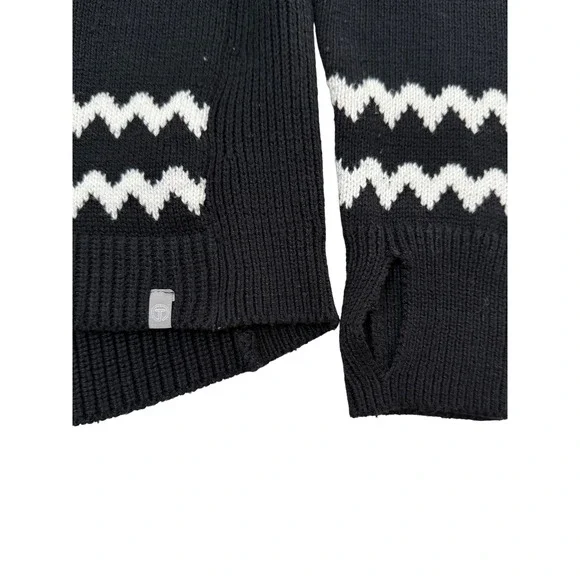 T by Talbots Womens Black Snowflake Fair Isle Mock Neck Zip Sweater Size S - Picture 11 of 14